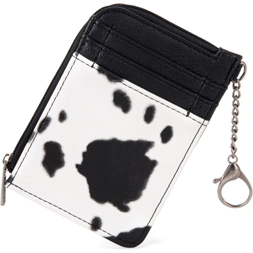 Cow Print Keychain Wallet Womens Small Card Zipper Pocket Western Style